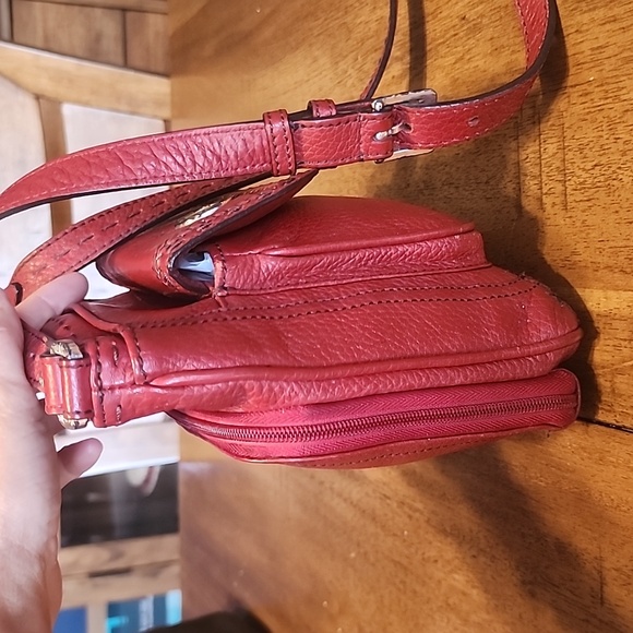 Brighton Red Crossbody Bag with Textured Leather - Picture 5 of 16